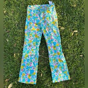 Zara linen blend floral flare pants